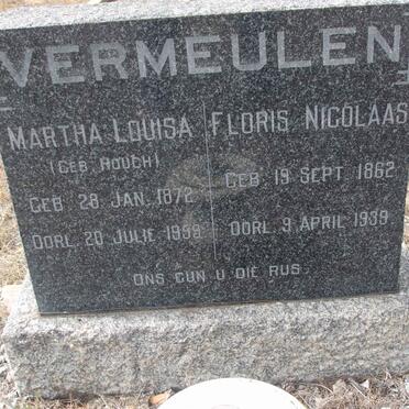 VERMEULEN Floris Nicolaas 1862-1939 &amp; Martha Louisa HOUGH 1872-1959