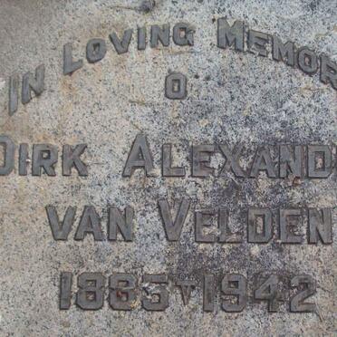 VELDEN Dirk Alexander, van 1885-1942