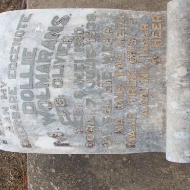 WOLMARANS Dollie M. nee OLIVIER 1910-1938