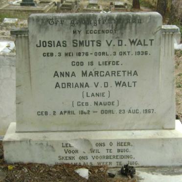 WALT Josias Smuts, v.d. 1876-1936 &amp; Anna Margaretha Adriana NAUDE 1862-1967