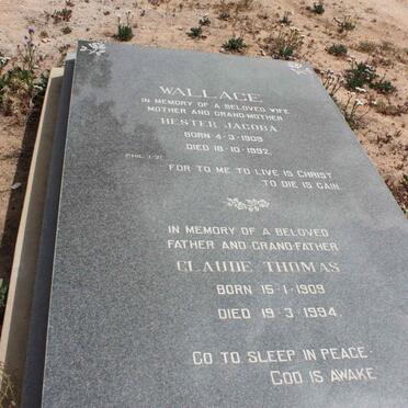 WALLACE Claude Thomas 1909-1994 &amp; Hester Jacoba 1909-1992