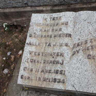 WESTHUIZEN Alletta J., van der nee BERGH 1851-1934