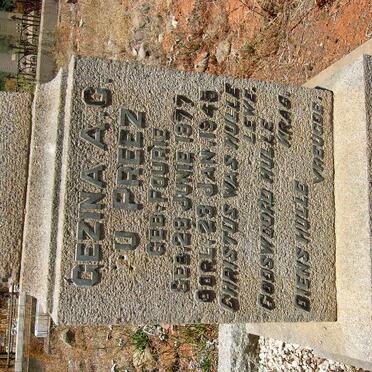 PREEZ Sarel J., du 1874-1945 &amp; Gezina A.C. FOURIE 1877-1945