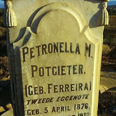 POTGIETER Hermanus Lambertus -1932 &amp; Petronella M. FERREIRA 1876-1932