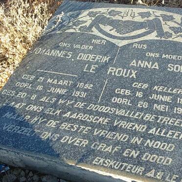 ROUX Johannes Diderik, le 1852-1931 &amp; Anna Sofia KELLER 1853-1927