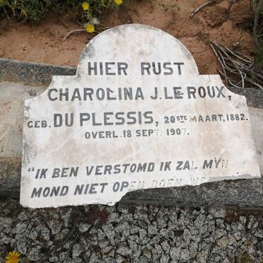 ROUX Charolina J., le nee DU PLESSIS 1882-1907