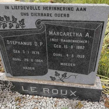 ROUX Stephanus D.P., le 1879-1964 &amp; Margaretha A. RAUBENHEIMER 1882-1959