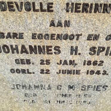 SPIES Johannes H. 1862-1943 &amp; Johanna G.M. 1865-1953