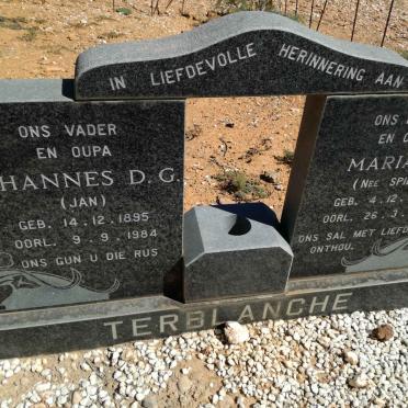 TERBLANCHE Johannes D.G. 1895-1984 &amp; Maria D. SPIES 1904-1981