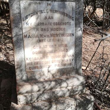 WESTHUIZEN Maria M., v.d. nee LE ROUX 1868-1943