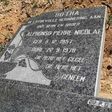 BOTHA Alphonso Pierre Nicolai 1957-1978