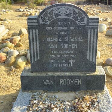 ROOYEN Johanna Susanna, van nee GRUNDLING 1923-1955