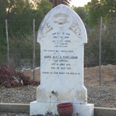 TERBLANCHE J.E. 1849-1899 &amp; Maria Aletta STRYDOM 1848-1938