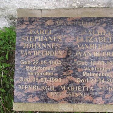 HEERDEN Carel Stephanus Johannes, van 1904-1993  &amp; Rachel Elizabeth VAN BLERK 1908-2003