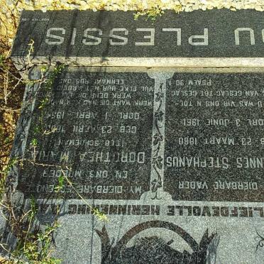 PLESSIS Johannes Stephanus, du 1880-1961 &amp; Dorothea Maria SCHOEMAN 1883-1954