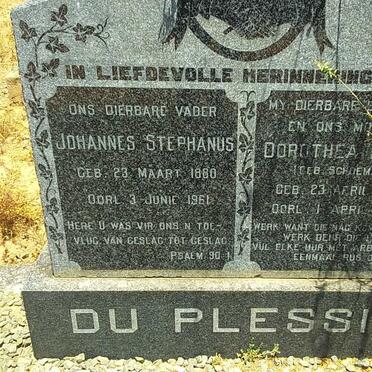 PLESSIS Johannes Stephanus, du 1880-1961 &amp; Dorothea Maria SCHOEMAN 1883-1954