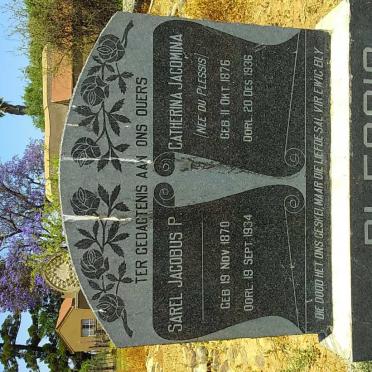 PLESSIS Sarel Jacobus P., du 1870-1934 &amp; Catherina Jacomina DU PLESSIS 1876-1936
