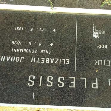 PLESSIS Ignatius Pieter, du 1892-1952 &amp; Elizabeth Johanna SCHOEMAN 1896-1991