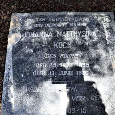 KOCH Johanna Matthysina nee FOURIE 1895-1926