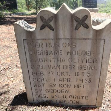 OLIVIER Magritha nee VAN DER BERG 1875-1928