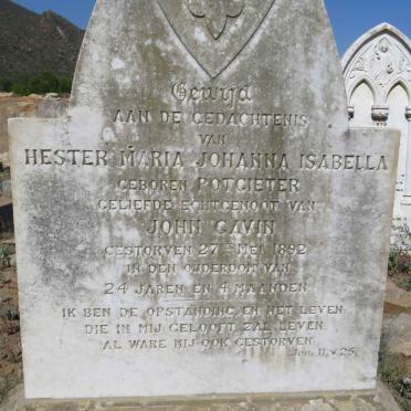 GAVIN Hester Maria Johanna Isabella nee POTGIETER -1892