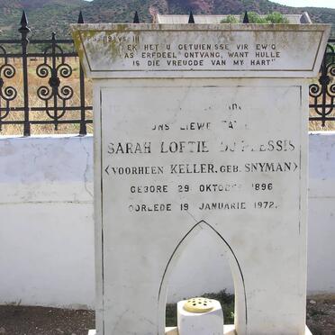 PLESSIS Sarah Loftie, du voorheen KELLER nee SNYMAN 1896-1972