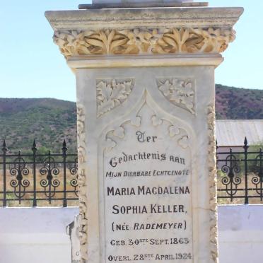 KELLER Maria Magdalena Sophia nee RADEMEYER 1863-1924