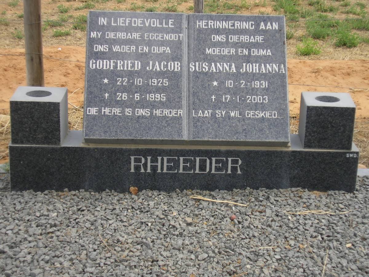 RHEEDER Godfried Jacob 1925-1995 &amp; Susanna Johanna 1931-2003