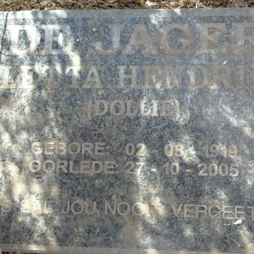 JAGER Aletta Hendrika, de 1919-2005