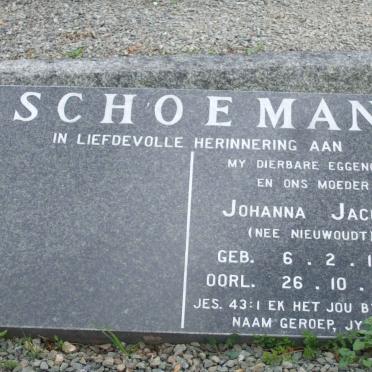 SCHOEMAN Johanna Jacoba nee NIEUWOUDT 1969-2000