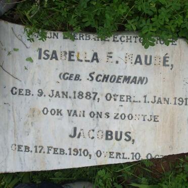 NAUDE Jacobus 1910-1910 :: NAUDE Isabella E. nee SCHOEMAN 1887-1914