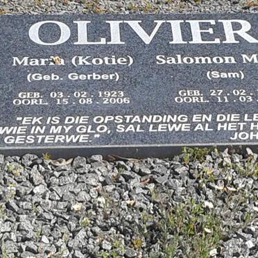 OLIVIER Salomon Marx 1919-2008 &amp; Maria GERBER 1923-2006