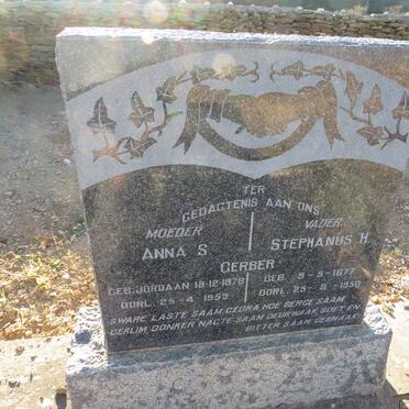 GERBER Stephanus H. 1877-1950 & Anna S. JORDAAN 1878-1959