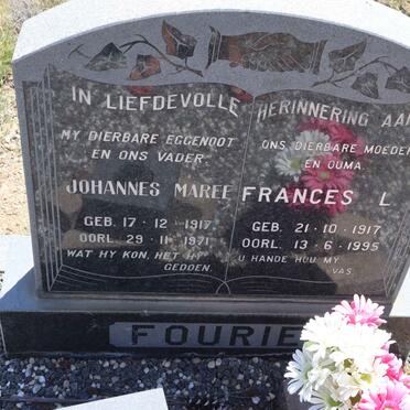 FOURIE Johannes Maree 1917-1971 &amp; Frances L. 1917-1995