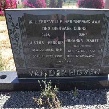 HOVEN Justus Hendrik, van der 1919-1990 &amp; Johanna Maree REDELINGHUYS 1922-2007