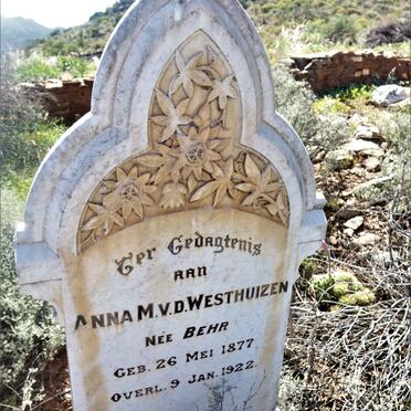 WESTHUIZEN Anna M., v.d. nee BEHR 1877-1922