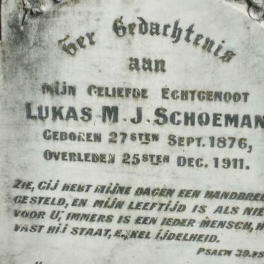 SCHOEMAN Lukas M.J. 1876-1922