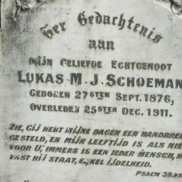 SCHOEMAN Lukas M.J. 1876-1922