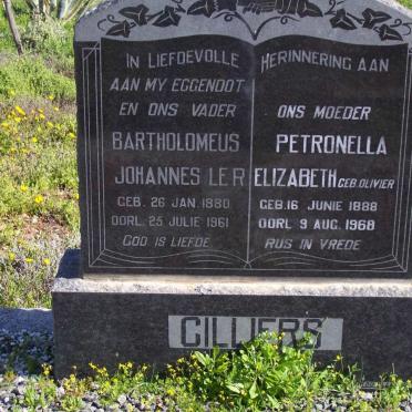 CILLIERS Bartholomeus Johannes Le R. 1880-1961 &amp; Petronella Elizabeth OLIVIER 1888-1968