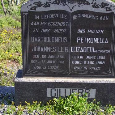 CILLIERS Bartholomeus Johannes Le R. 1880-1961 &amp; Petronella Elizabeth OLIVIER 1888-1968