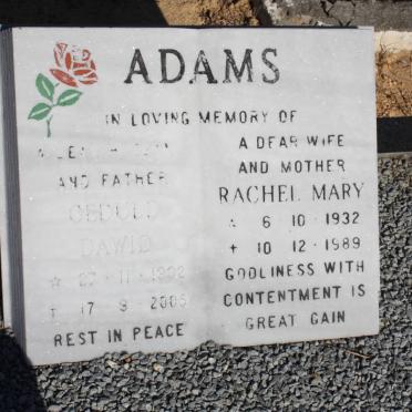 ADAMS Geduld Dawid 1932-2005 &amp; Rachel Mary 1932-1989
