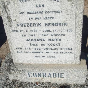 CONRADIE Frederik Hendrik 1878-1930 &amp; Adriana Maria de KOCK 1882-1954