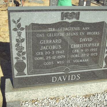 DAVIDS Gerrard Jacobus 1942-1979 &amp; David Christopher 1955-1973