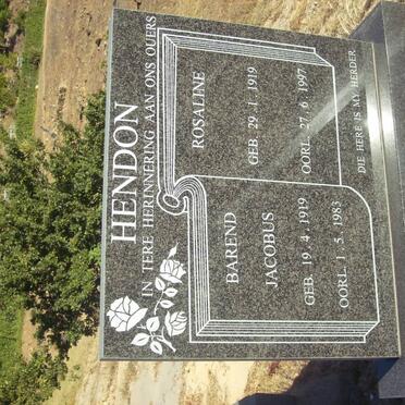 HENDON Barend Jacobus 1919-1983 &amp; Rosaline 1919-1997