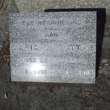 LOTTER Maria C. nee de VILLIERS 1896-1985