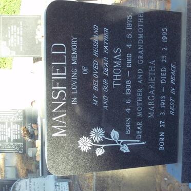 MANSFIELD Thomas 1908-1975 &amp; Margarietha 1913-1995