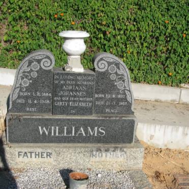 WILLIAMS Adriaan Johannes 1884-1958 &amp; Gerty Elizabeth 1892-1982