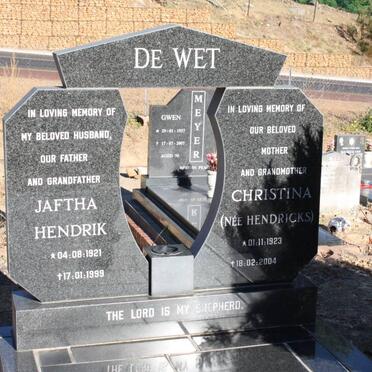 WET Jaftha Hendrik, de 1921-1999 &amp; Christina HENDRICKS 1923-2004