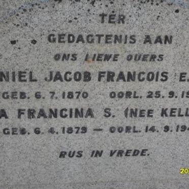 TOIT Daniel Jacob Francois, du 1870-1937 &amp; Maria Francina S. KELLERMAN 1879-1946 :: DU TOIT Danie -1937
