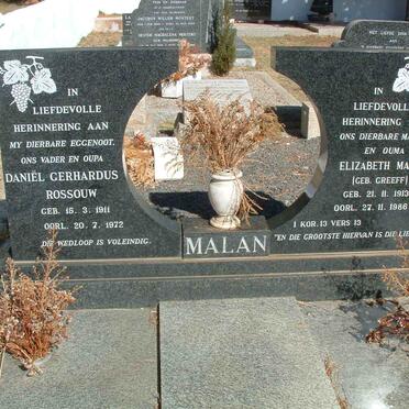 MALAN Daniel Gerhardus Rossouw 1911-1972 &amp; Elizabeth Maria GREEFF 1913-1986